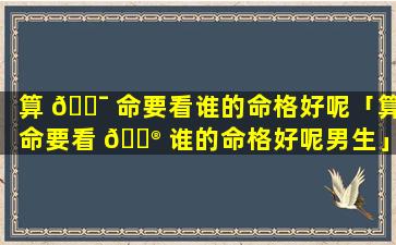 算 🐯 命要看谁的命格好呢「算命要看 💮 谁的命格好呢男生」